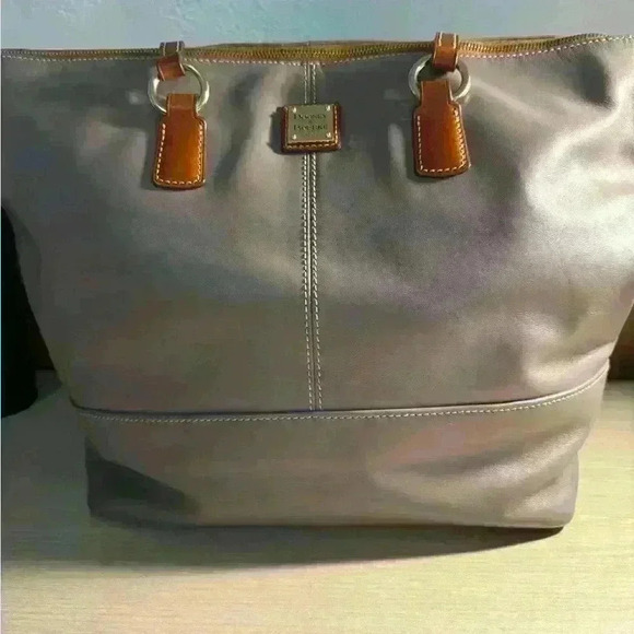 Dooney & Bourke Grey Smooth Leather Tote - Picture 1 of 7
